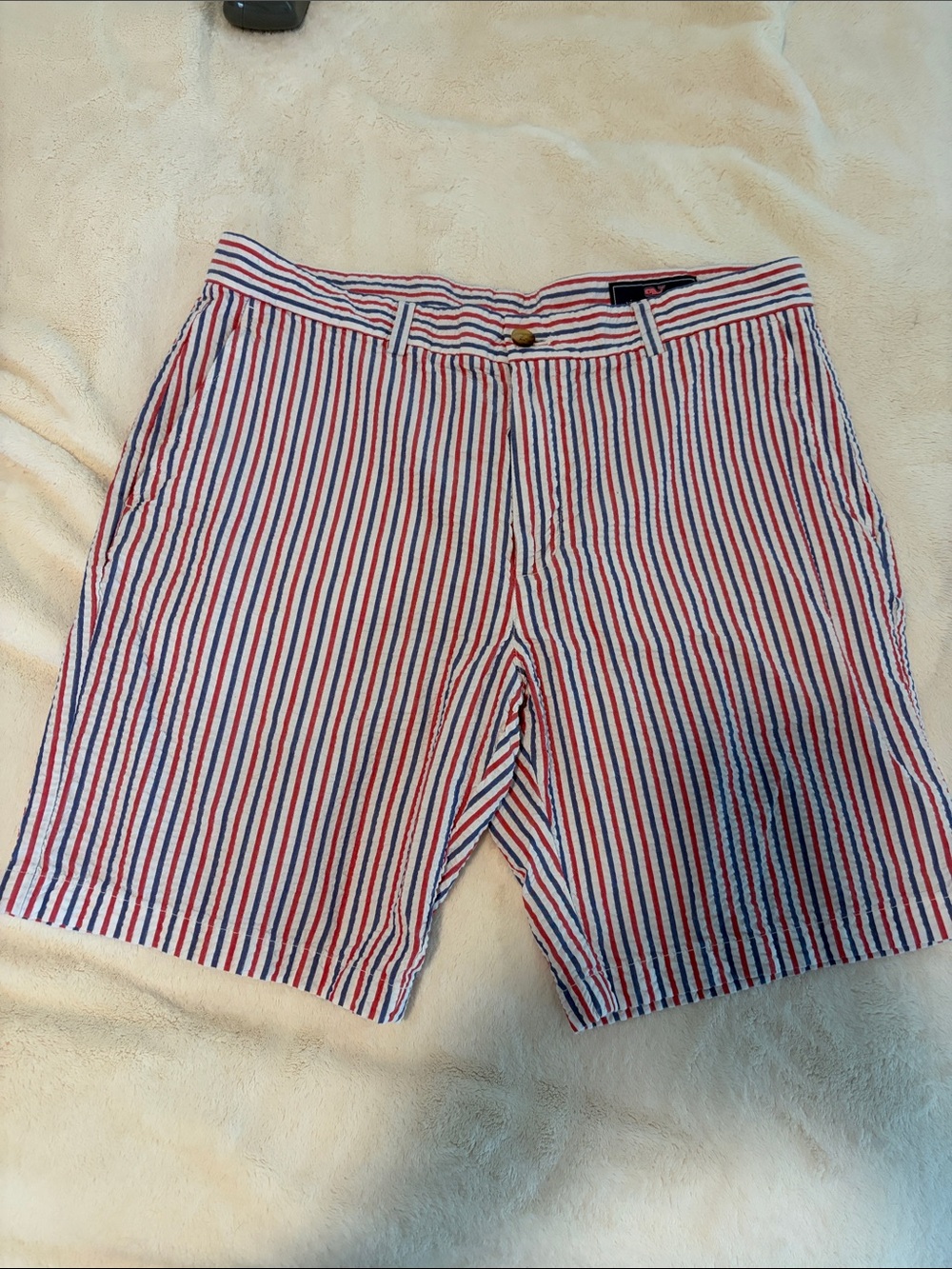Vineyard Vines Red, White & Blue Striped Flat Front Shorts
